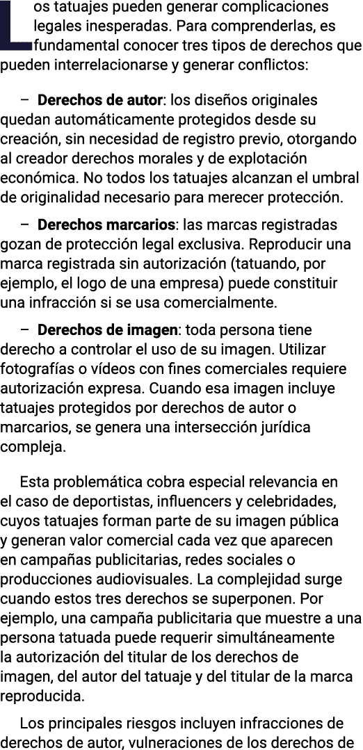 Los tatuajes pueden generar complicaciones legales inesperadas  Para comprenderlas, es fundamental conocer tres tipos   