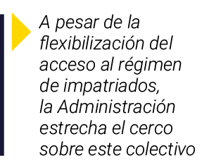  A pesar de la flexibilización del acceso al régimen de impatriados, la Administración estrecha el cerco sobre este c   