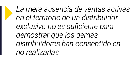  La mera ausencia de ventas activas en el territorio de un distribuidor exclusivo no es suficiente para demostrar que   