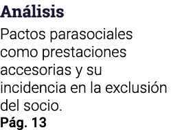 Análisis  Pactos parasociales como prestaciones accesorias y su incidencia en la exclusión del socio  Pág  13