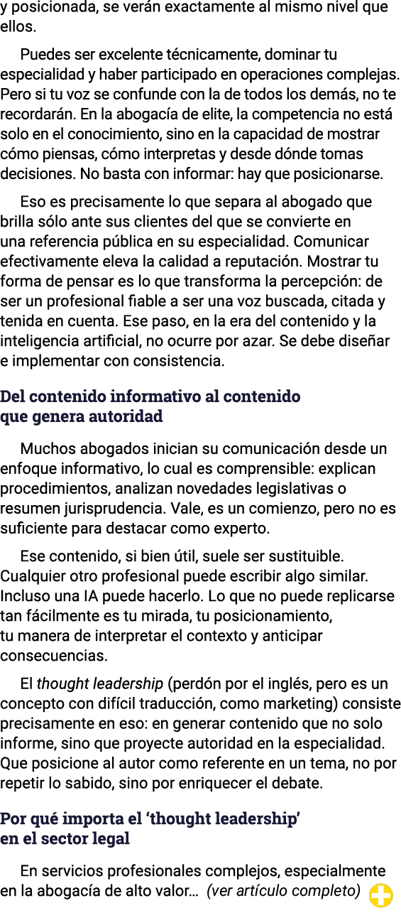 y posicionada, se verán exactamente al mismo nivel que ellos  Puedes ser excelente técnicamente, dominar tu especiali   