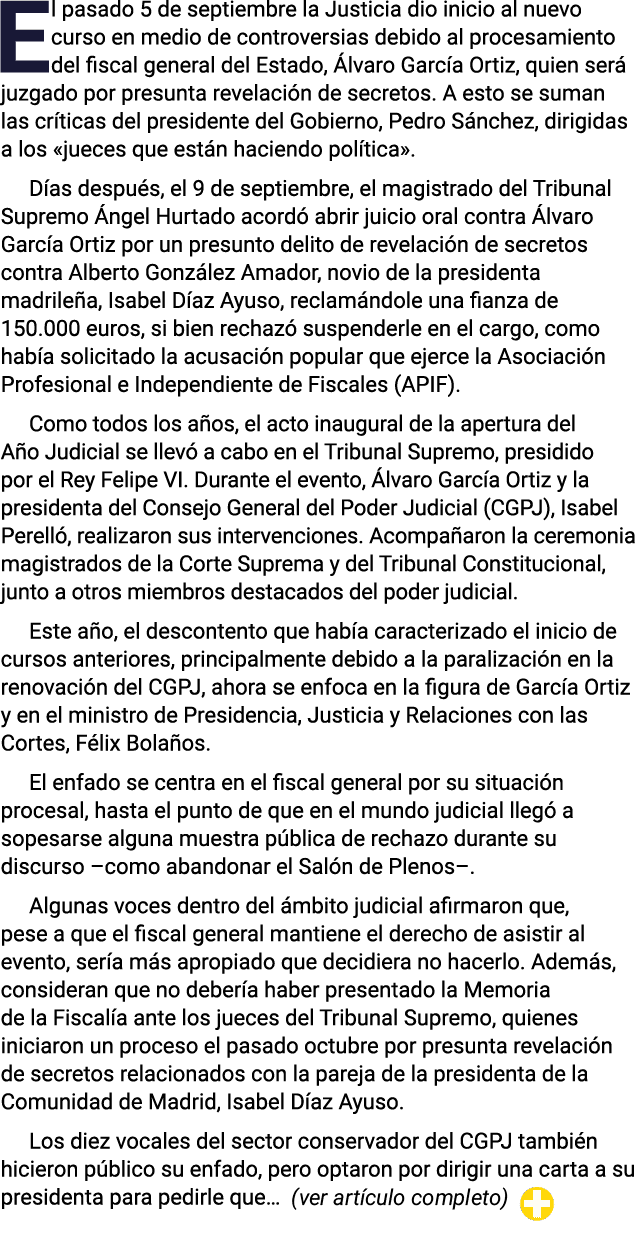 El pasado 5 de septiembre la Justicia dio inicio al nuevo curso en medio de controversias debido al procesamiento del...