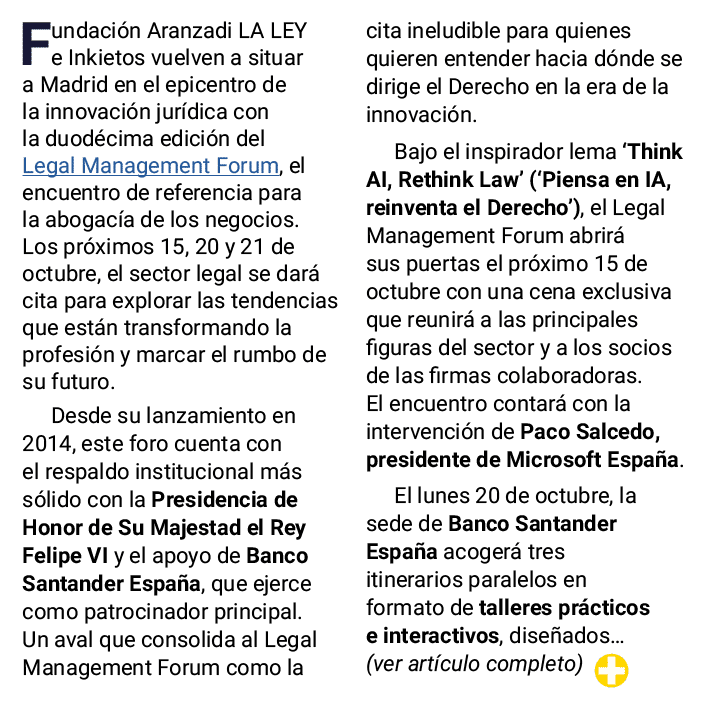 Fundaci n Aranzadi LA LEY e Inkietos vuelven a situar a Madrid en el epicentro de la innovaci n jur dica con la duod ...