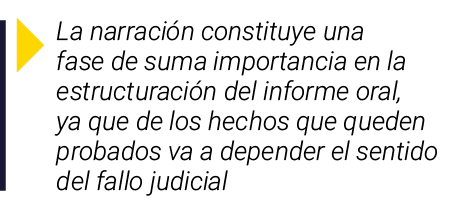 ￼ La narraci n constituye una fase de suma importancia en la estructuraci n del informe oral, ya que de los hechos qu...