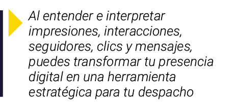 ￼ Al entender e interpretar impresiones, interacciones, seguidores, clics y mensajes, puedes transformar tu presencia...