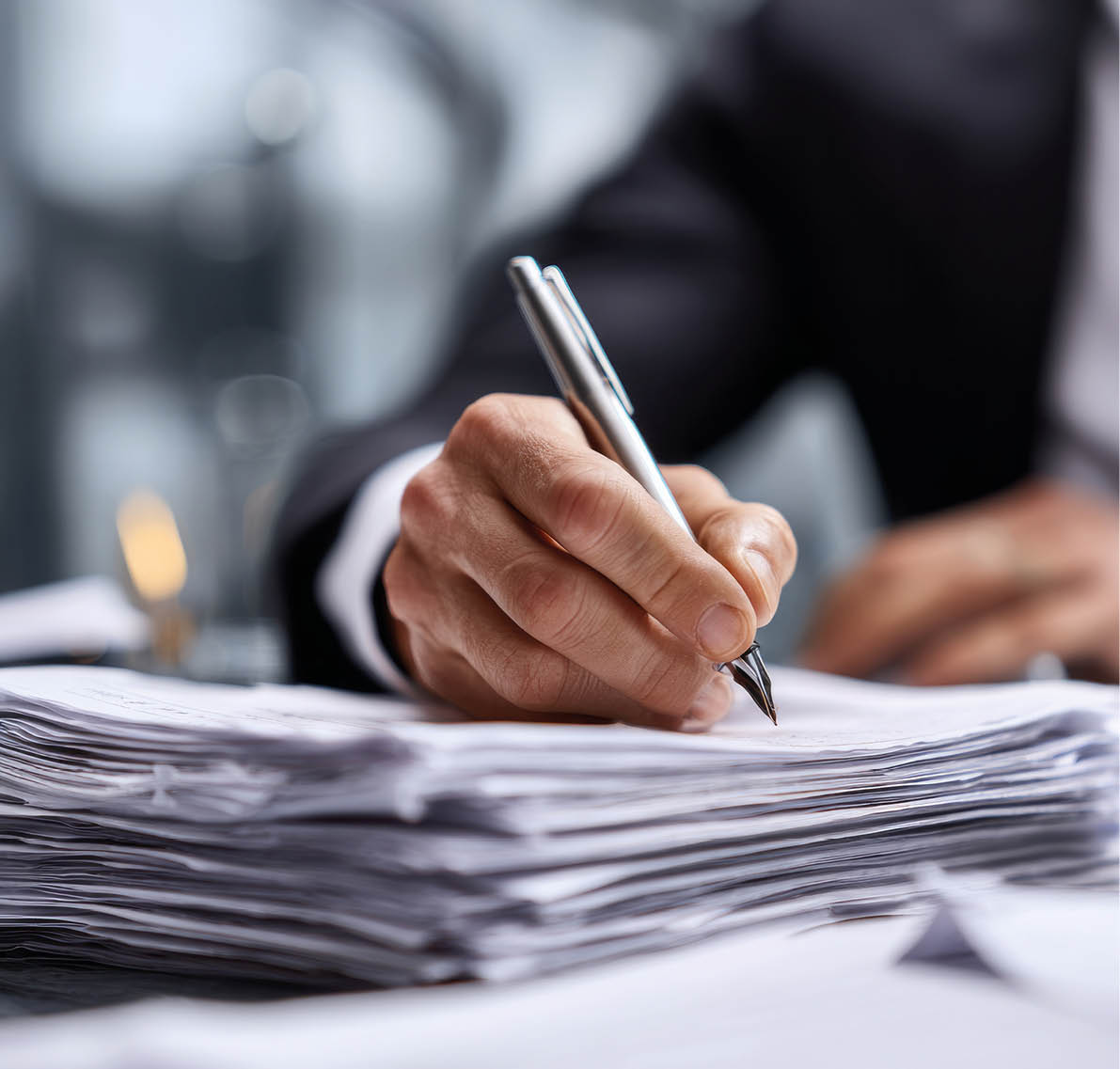 man writing on official paperwork, reflecting tasks like accounting, tax filing, or banking transactions in a corporate environment --v 7 Job ID: c9d360d6-2853-4e21-9eb4-c2f5435370df