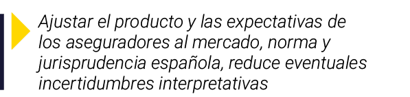 ￼ Ajustar el producto y las expectativas de los aseguradores al mercado, norma y jurisprudencia espa ola, reduce even...