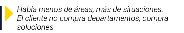 ￼ Habla menos de reas, m s de situaciones. El cliente no compra departamentos, compra soluciones