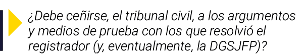 ￼ ¿Debe ce irse, el tribunal civil, a los argumentos y medios de prueba con los que resolvi el registrador (y, event...