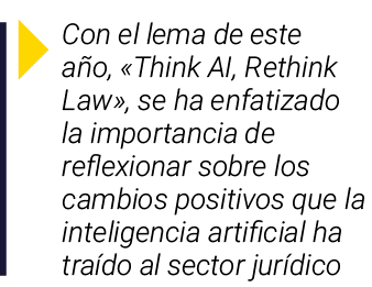 ￼ Con el lema de este a o, «Think AI, Rethink Law», se ha enfatizado la importancia de reflexionar sobre los cambios ...