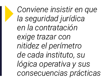 ￼ Conviene insistir en que la seguridad jur dica en la contrataci n exige trazar con nitidez el per metro de cada ins...