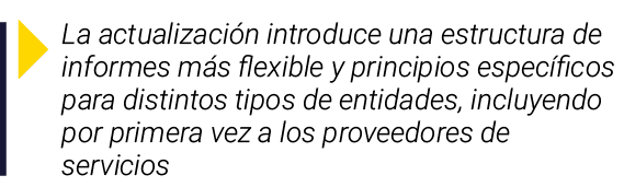 ￼ La actualizaci n introduce una estructura de informes m s flexible y principios espec ficos para distintos tipos de...