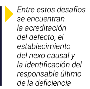 ￼ Entre estos desaf os se encuentran la acreditaci n del defecto, el establecimiento del nexo causal y la identificac...