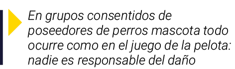￼ En grupos consentidos de poseedores de perros mascota todo ocurre como en el juego de la pelota: nadie es responsab...