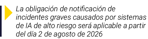 ￼ La obligaci n de notificaci n de incidentes graves causados por sistemas de IA de alto riesgo ser aplicable a part...
