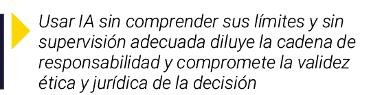 ￼ Usar IA sin comprender sus l mites y sin supervisi n adecuada diluye la cadena de responsabilidad y compromete la v...