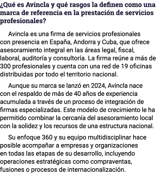¿Qu es Avincla y qu  rasgos la definen como una marca de referencia en la prestaci n de servicios profesionales? Avi...