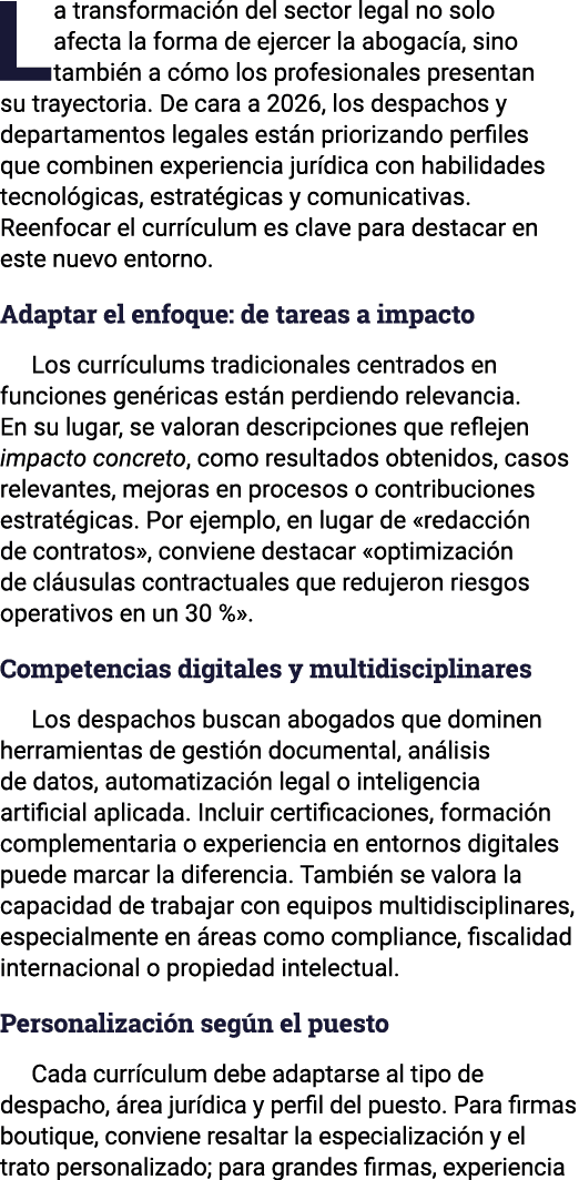 La transformaci n del sector legal no solo afecta la forma de ejercer la abogac a, sino tambi n a c mo los profesiona...