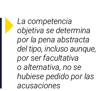 ￼ La competencia objetiva se determina por la pena abstracta del tipo, incluso aunque, por ser facultativa o alternat...