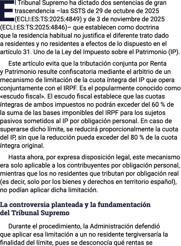 El Tribunal Supremo ha dictado dos sentencias de gran trascendencia –las SSTS de 29 de octubre de 2025 (ECLI:ES:TS:20...