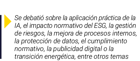 ￼ Se debati sobre la aplicaci n pr ctica de la IA, el impacto normativo del ESG, la gesti n de riesgos, la mejora de...