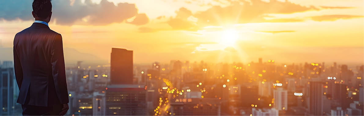 Newly Elected Official Embracing the Energy of New Beginnings in the City Skyline Ready to Bring Change and New Vision to the Urban Landscape