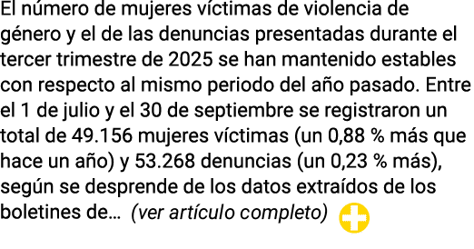El n mero de mujeres v ctimas de violencia de g nero y el de las denuncias presentadas durante el tercer trimestre de...