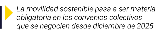 ￼ La movilidad sostenible pasa a ser materia obligatoria en los convenios colectivos que se negocien desde diciembre ...