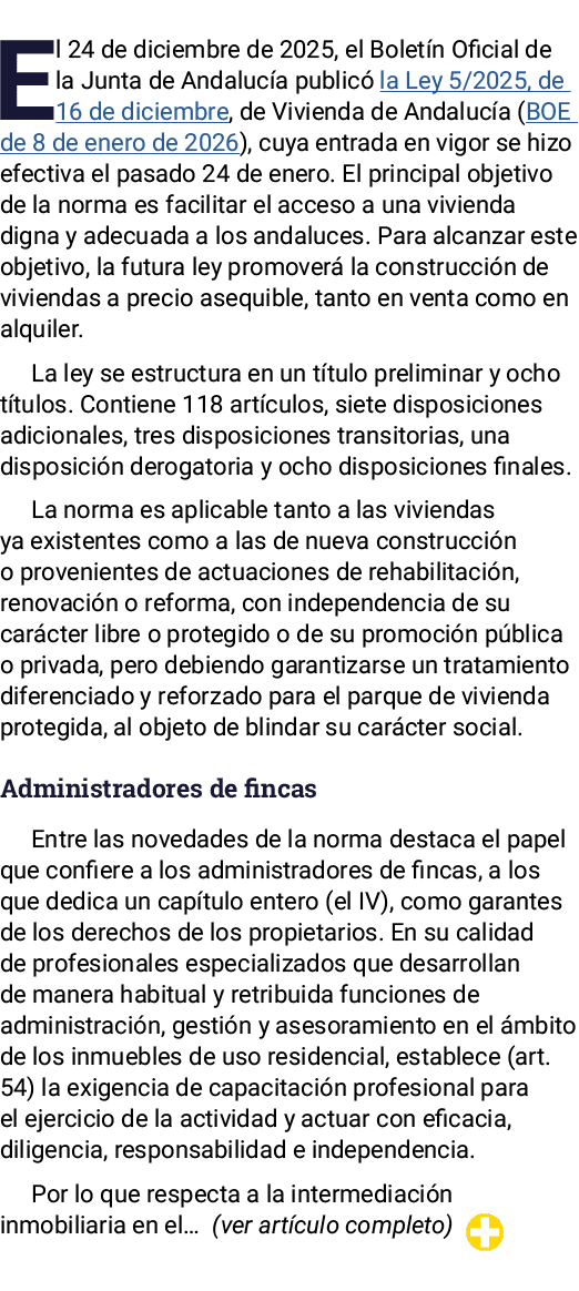 El 24 de diciembre de 2025, el Bolet n Oficial de la Junta de Andaluc a public la Ley 5/2025, de 16 de diciembre, de...