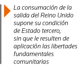  La consumación de la salida del Reino Unido supone su condición de Estado tercero, sin que le resulten de aplicación   