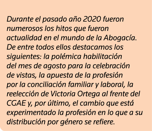 Durante el pasado año 2020 fueron numerosos los hitos que fueron actualidad en el mundo de la Abogacía  De entre todo   