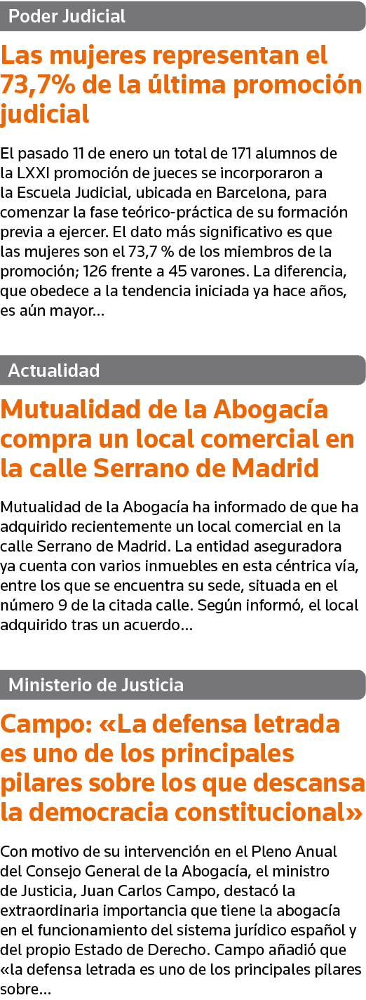 Poder Judicial Las mujeres representan el 73,7% de la última promoción judicial El pasado 11 de enero un total de 171   