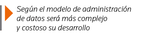  Según el modelo de administración de datos será más complejo y costoso su desarrollo