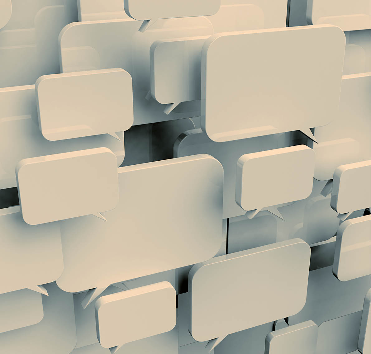 Many blank speech bubbles forming a cloud