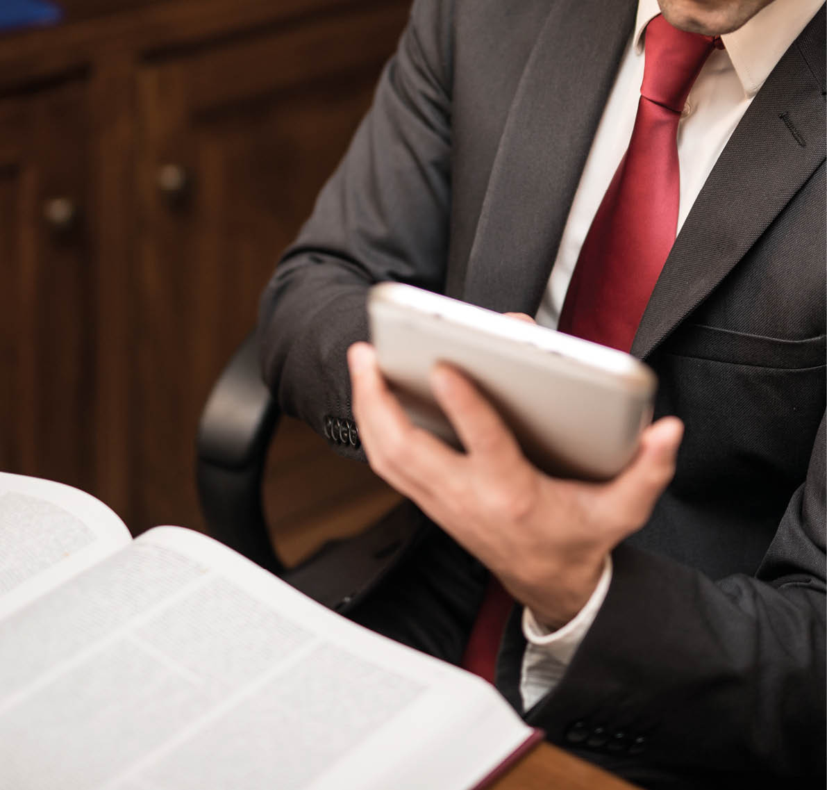 Businessman using a tablet in his studio