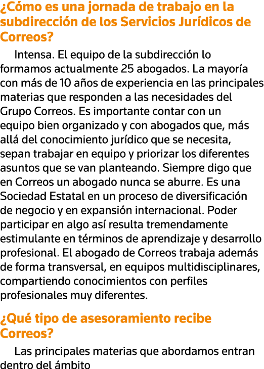  Cómo es una jornada de trabajo en la subdirección de los Servicios Jurídicos de Correos  Intensa  El equipo de la su   
