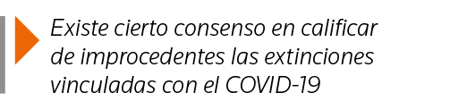  Existe cierto consenso en calificar de improcedentes las extinciones vinculadas con el COVID-19