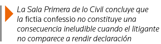  La Sala Primera de lo Civil concluye que la fictia confessio no constituye una consecuencia ineludible cuando el lit   