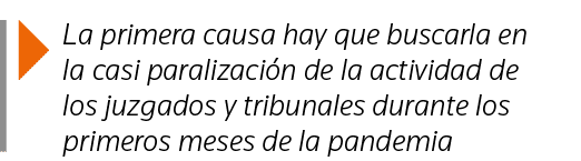  La primera causa hay que buscarla en la casi paralización de la actividad de los juzgados y tribunales durante los p   