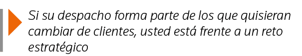  Si su despacho forma parte de los que quisieran cambiar de clientes, usted está frente a un reto estratégico