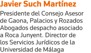 Javier Such Martínez Presidente del Consejo Asesor de Gaona, Palacios y Rozados Abogados despacho asociado a Roca Jun   