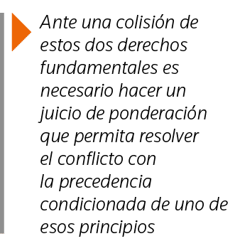  Ante una colisión de estos dos derechos fundamentales es necesario hacer un juicio de ponderación que permita resolv   