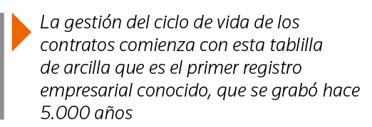  La gestión del ciclo de vida de los contratos comienza con esta tablilla de arcilla que es el primer registro empres   