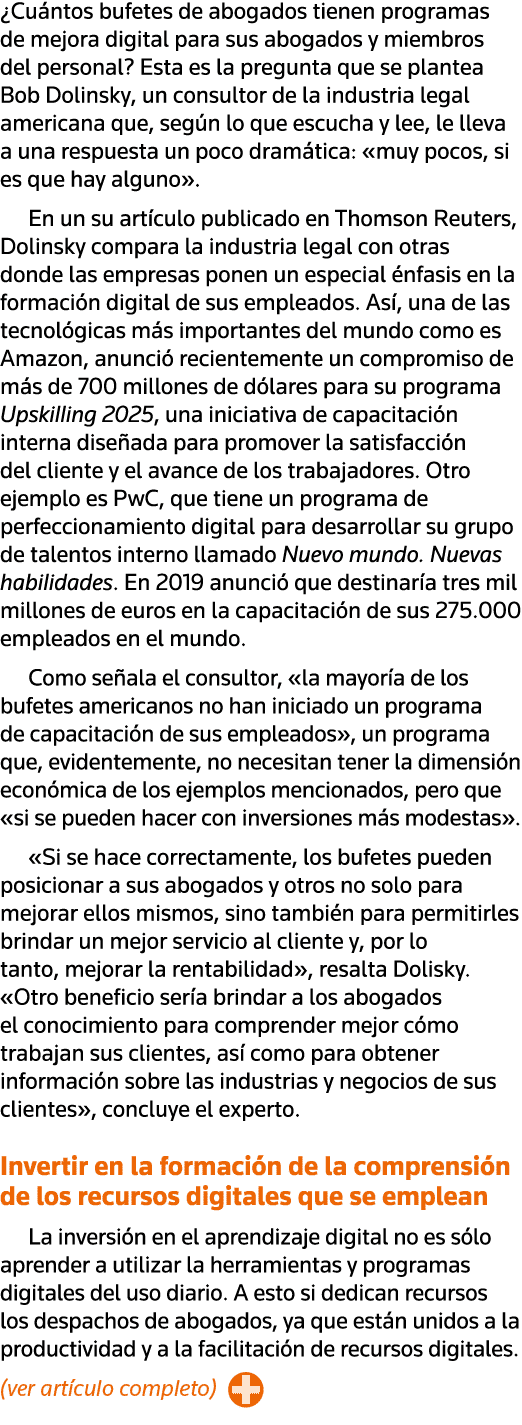  Cuántos bufetes de abogados tienen programas de mejora digital para sus abogados y miembros del personal  Esta es la   