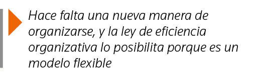  Hace falta una nueva manera de organizarse, y la ley de eficiencia organizativa lo posibilita porque es un modelo fl   