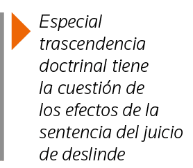  Especial trascendencia doctrinal tiene la cuestión de los efectos de la sentencia del juicio de deslinde