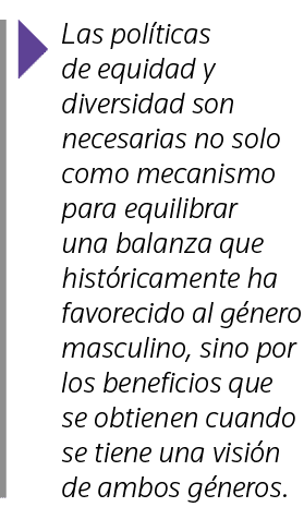  Las políticas de equidad y diversidad son necesarias no solo como mecanismo para equilibrar una balanza que históric   
