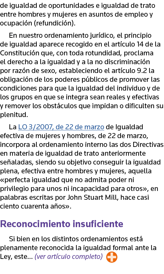 de igualdad de oportunidades e igualdad de trato entre hombres y mujeres en asuntos de empleo y ocupación (refundició   