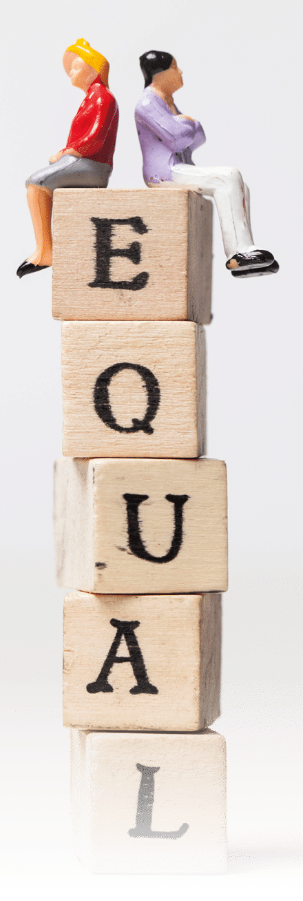 Gender equality concept  Man and woman with the word equal