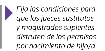  Fija las condiciones para que los jueces sustitutos y magistrados suplentes disfruten de los permisos por nacimiento   